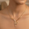 Minimalist Curved Infinity Necklace in Yellow Gold and Cubic Zirconia