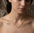 Celestial Vine Gold Necklace – Sparkling Wave Pendant for Women