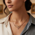 Aurelia Leaf Drop Necklace – Dainty Gold & Stone Encrusted Petal Charm Jewelry