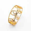 22K Gold Plated Filigree Swirl Bangle – Crystal Pavé Openwork Hinged Bracelet