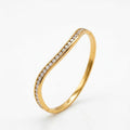 Gold Wave Crystal Bangle – Curved V-Shape Hinged Lock Bracelet
