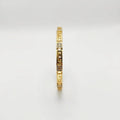 22K Gold Plated Greek Key Bangle with Crystal Accents – Geometric Hinged Lock Bracelet