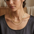 Triple Layered Gold Herringbone & Snake Chain Necklace Set