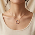 Eternal Circle Necklace in Rose Gold with Blue and Amber Stone Accents